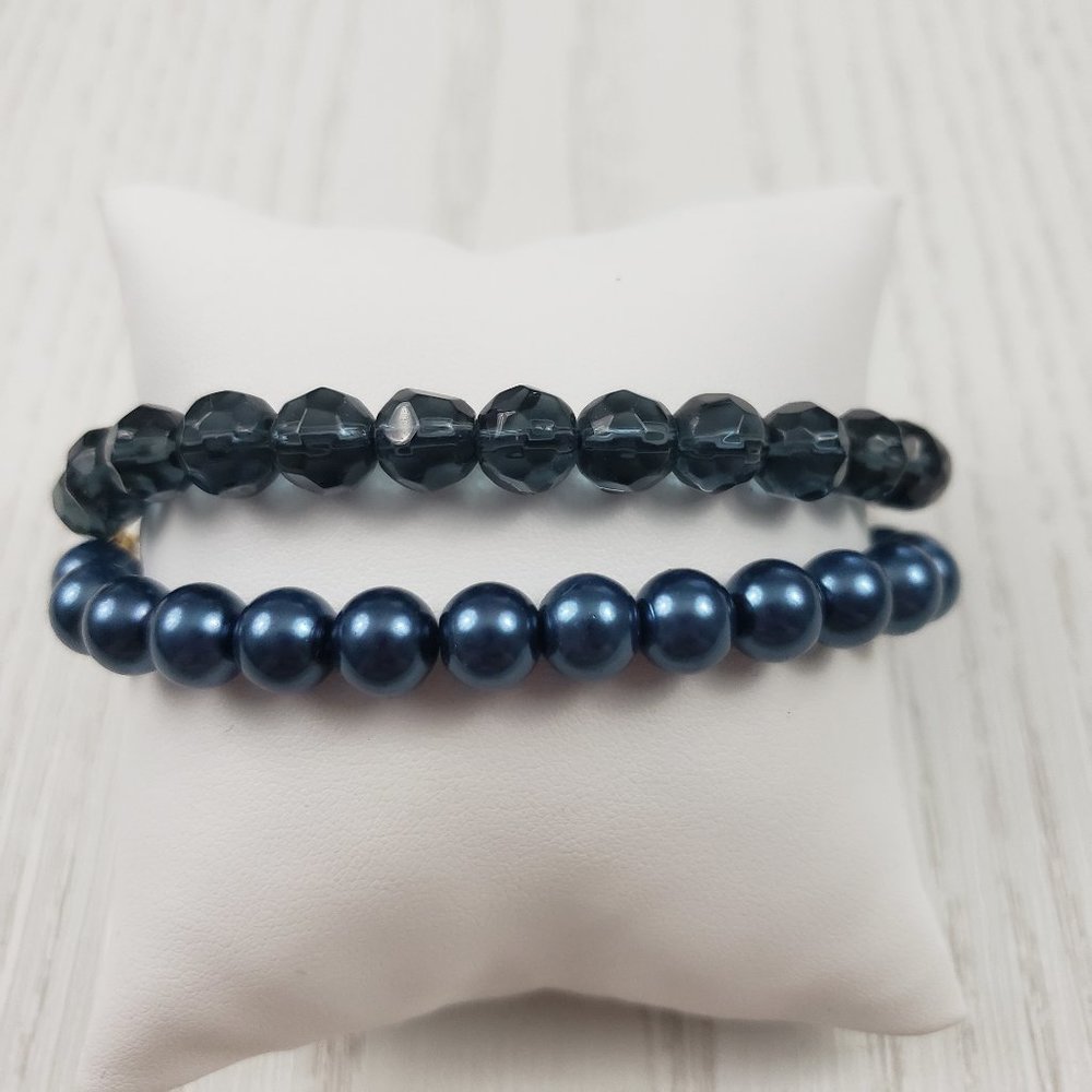 Premier Designs Double Strand Blue Bead Bracelet